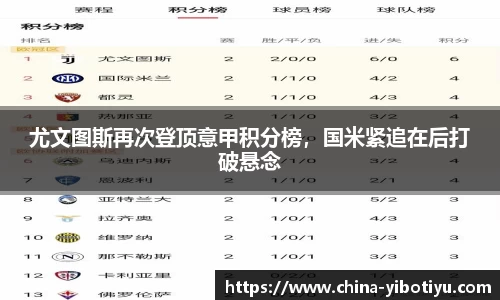 尤文图斯再次登顶意甲积分榜，国米紧追在后打破悬念